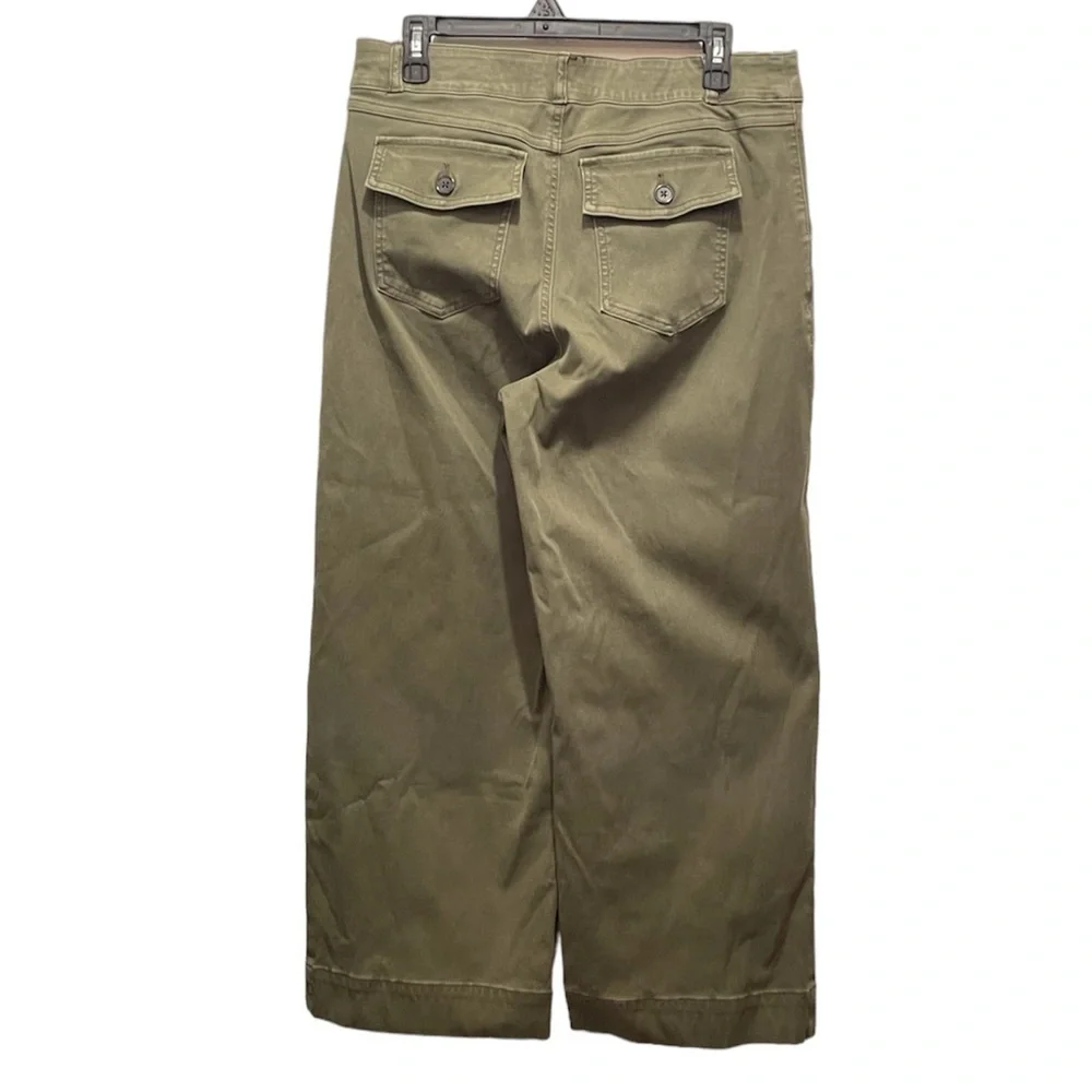 Spanx Twill Cropped Wide Leg Jeans Olive Green Women’s Size XL - Picture 2 of 10